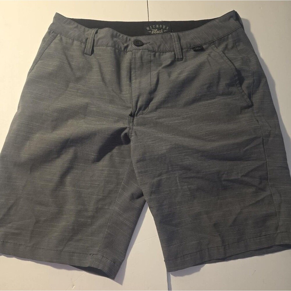 Nitrous Black Shorts Mens 30 Black Stretch Chino Microfiber Zip Pocket Casual